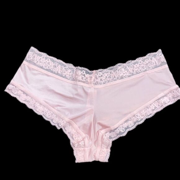Victoria’s Secret Supersoft Satiny Lace trim cheeky panty pink - Picture 3 of 5